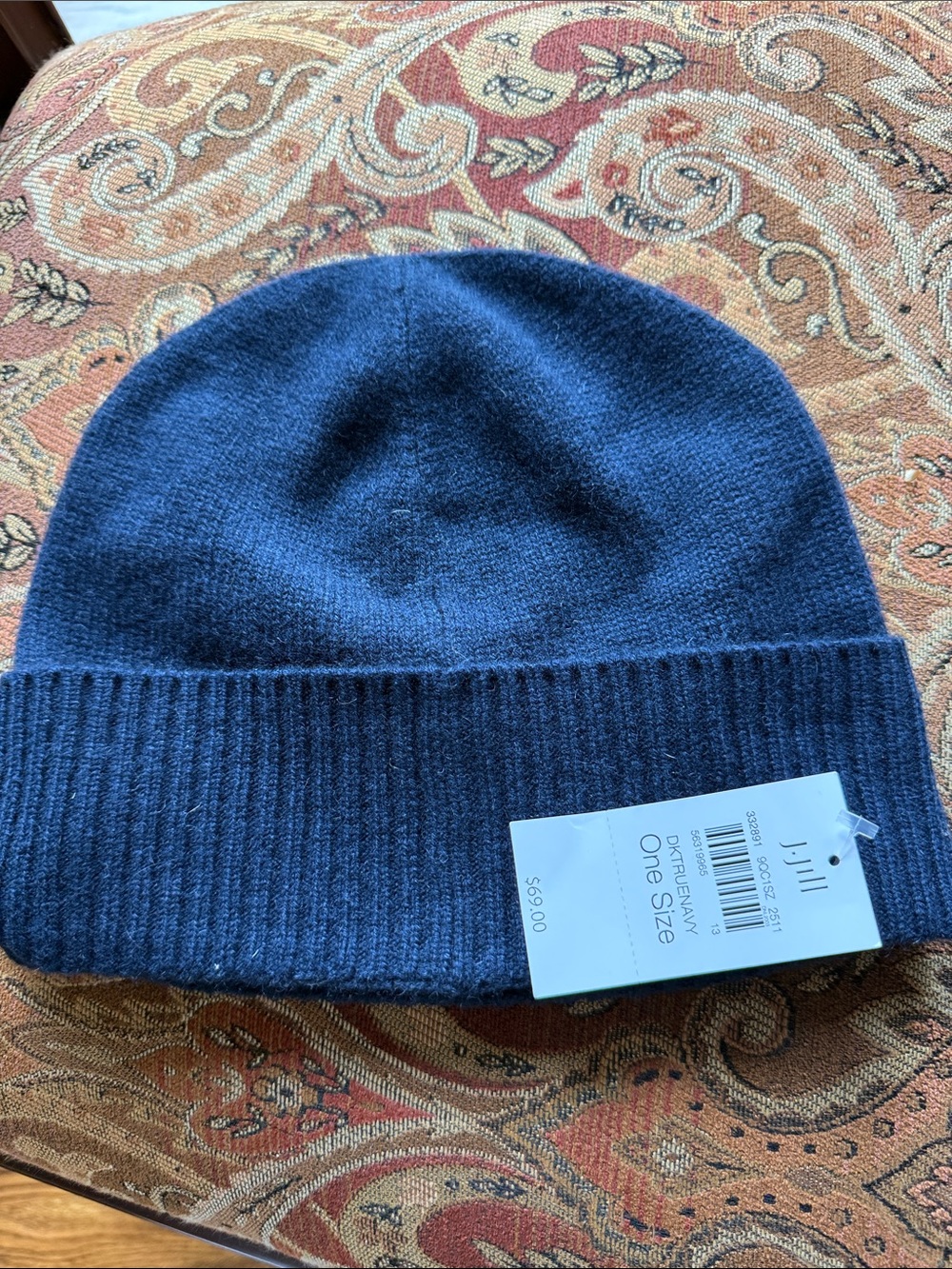 Jjill NWT Pure Jill Dark True Navy Cashmere toboggan. One size